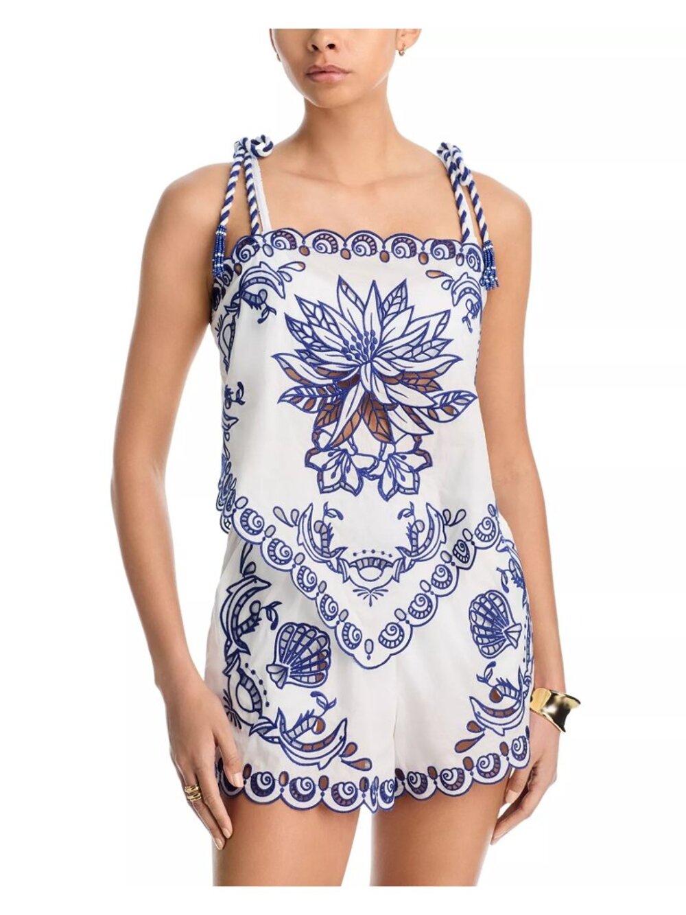 NWT Farm Rio Garden Tiles Richelieu Blouse White Size Small & XL available
